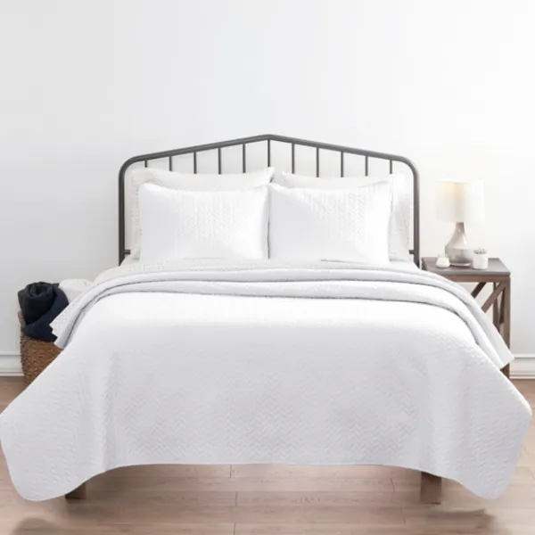 Bedspreads & Coverlets-Kirkland's Home Herringbone Quilted 3-Pc. King Coverlet Set White