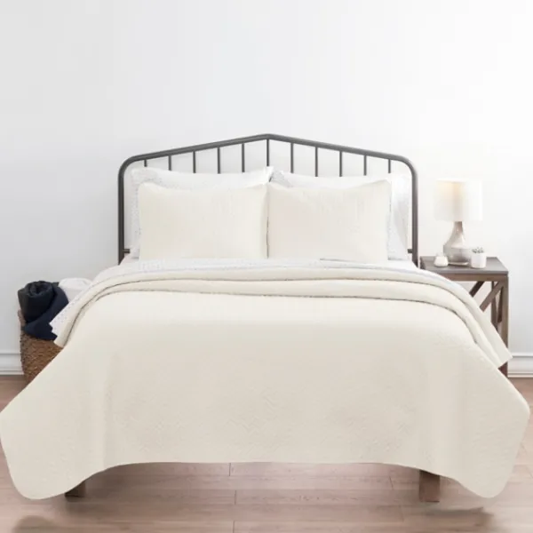 Bedspreads & Coverlets-Kirkland's Home Herringbone Quilted 3-Pc. King Coverlet Set Ivory