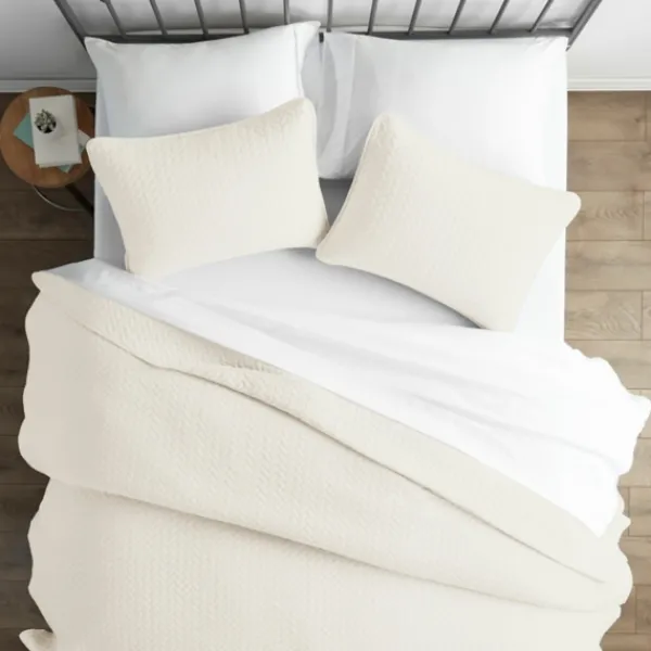 Bedspreads & Coverlets-Kirkland's Home Herringbone Quilted 3-Pc. King Coverlet Set Ivory
