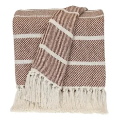 Blankets & Throws-Kirkland's Home Herringbone Striped Throw Brown