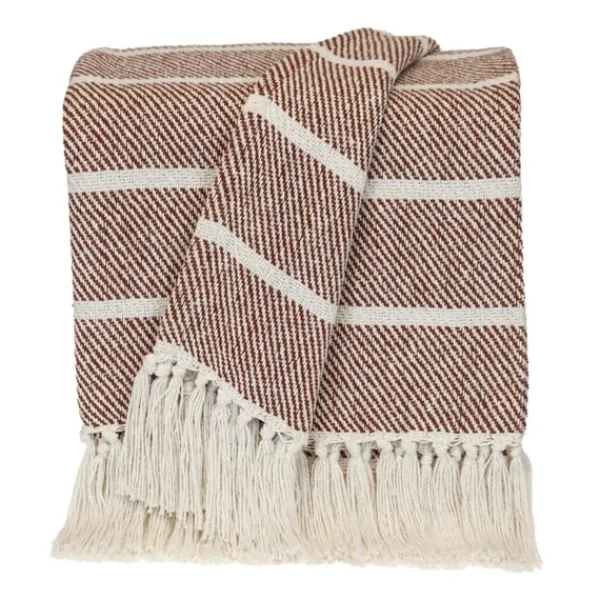 Blankets & Throws-Kirkland's Home Herringbone Striped Throw Brown