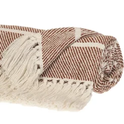 Blankets & Throws-Kirkland's Home Herringbone Striped Throw Brown