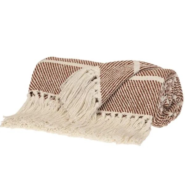 Blankets & Throws-Kirkland's Home Herringbone Striped Throw Brown