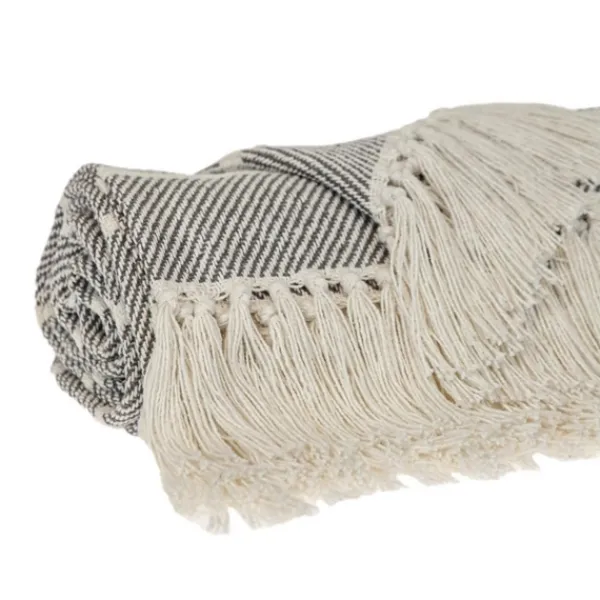Blankets & Throws-Kirkland's Home Herringbone Striped Throw Black