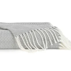 Blankets & Throws-Kirkland's Home Herringbone Throw With Fringe Gray