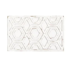 Wall Plaques-Kirkland's Home Hexagon White Wood Plaque White/Tan
