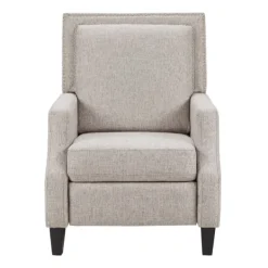 Accent Chairs-Kirkland's Home High Back Nail Head Trim Upholstered Recliner Gray