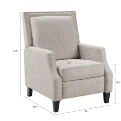 Accent Chairs-Kirkland's Home High Back Nail Head Trim Upholstered Recliner Gray