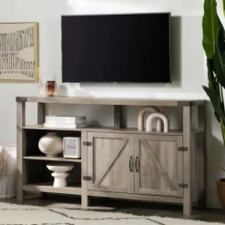 Tv Stands & Media Consoles-Kirkland's Home Highboy Barn Door Tv Stand Gray
