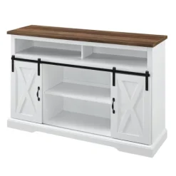 Tv Stands & Media Consoles-Kirkland's Home Highboy Sliding Barn Door Media Cabinet White