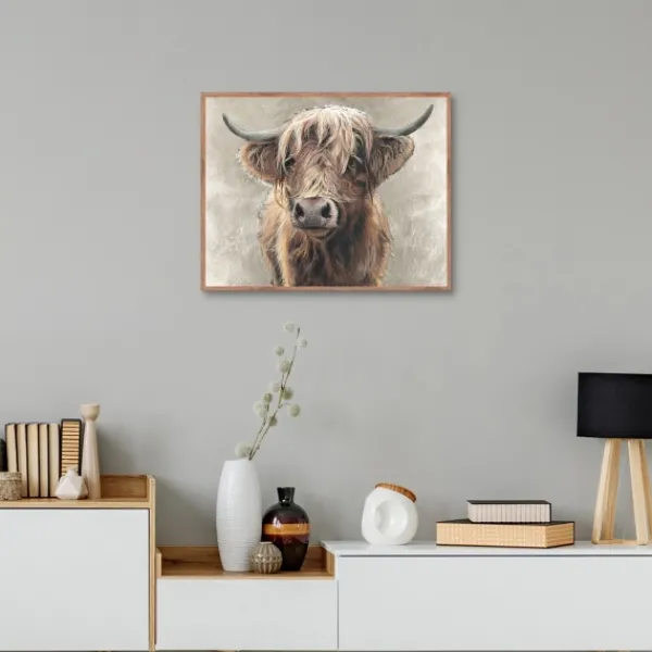 Framed Art-Kirkland's Home Highland Portrait Framed Canvas Art Print Brown