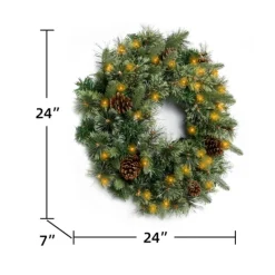 Wreaths-Kirkland's Home Holiday Pine Needle Cabin Pre-Lit Wreath Green/Brown
