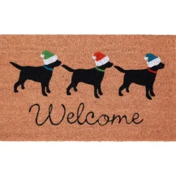 Doormats-Kirkland's Home Holiday Pups Welcome Doormat Tan/Black/Red