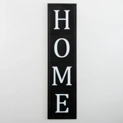 Wall Plaques-Kirkland's Home Home Black Metal Vertical Wall Plaque Black/White