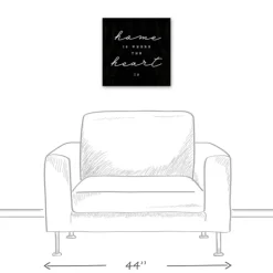 Wall Quotes & Signs-Kirkland's Home Home Is Where The Heart Is Canvas Wall Plaque Black/White