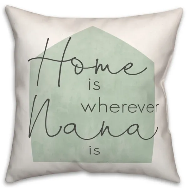 Pillows-Kirkland's Home Home Is Wherever Nana Is Sage Pillow White/Green/Black