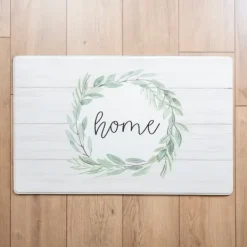Kitchen & Floor Mats-Kirkland's Home Home Wreath Kitchen Mat White/Green