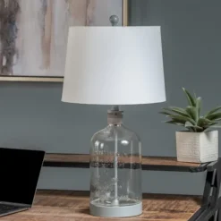 Table Lamps-Kirkland's Home Homegrown Gray Glass Jar Table Lamp White