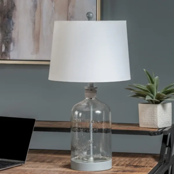 Table Lamps-Kirkland's Home Homegrown Gray Glass Jar Table Lamp White