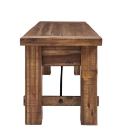 Dining Chairs-Kirkland's Home Honey Acacia Wood Rustic Metal Rod Dining Bench Brown/Black