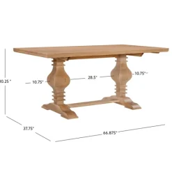 Dining Tables-Kirkland's Home Honey Brown Wood Double Pedestal Dining Table Tan