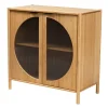 Cabinets & Sideboards-Kirkland's Home Honey Crescent Window 2-Door Cabinet Brown