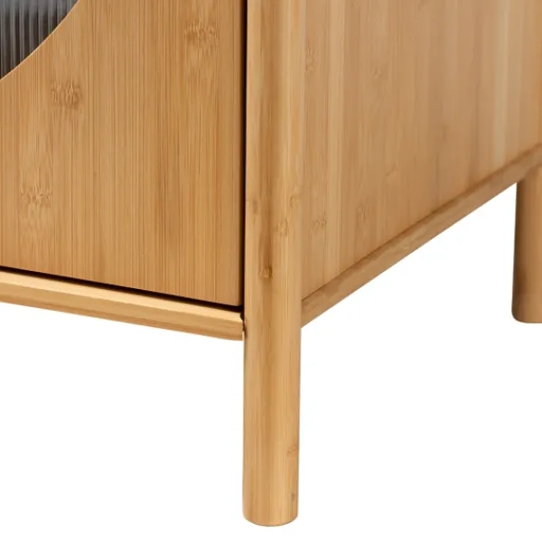 Cabinets & Sideboards-Kirkland's Home Honey Crescent Window 2-Door Cabinet Brown