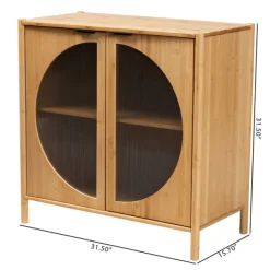 Cabinets & Sideboards-Kirkland's Home Honey Crescent Window 2-Door Cabinet Brown