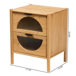 Nightstands-Kirkland's Home Honey Crescent Window 2-Drawer Nightstand Brown