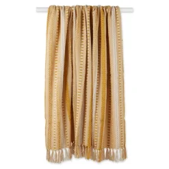 Blankets & Throws-Kirkland's Home Honey Gold Braided Fringe Throw Yellow