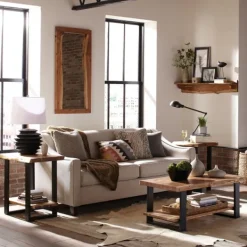 Coffee Tables-Kirkland's Home Honey Live Edge 3-Pc. Coffee And Accent Table Set Tan