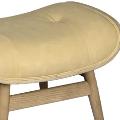 Benches & Ottomans-Kirkland's Home Honey Mushroom Leather Ottoman Tan