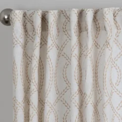 Curtains & Drapes-Kirkland's Home Honey Trellis Woven Single Curtain Panel, 84 In. White/Tan