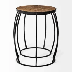 Accent & End Tables-Kirkland's Home Honey Wood And Black Metal Accent Tables, Set Of 2