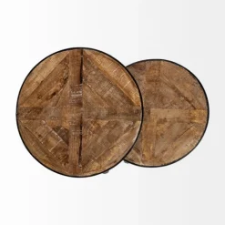 Accent & End Tables-Kirkland's Home Honey Wood And Black Metal Accent Tables, Set Of 2