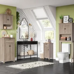 Shelves-Kirkland's Home Honey Woodgrain Wall-Mounted Cabinet Tan
