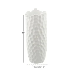 Vases-Kirkland's Home Honeycomb Asymmetrical Vase White