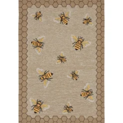 Outdoor Rugs-Kirkland's Home Honeycomb Bees Outdoor Area Rug, 5X7 Brown/Yellow