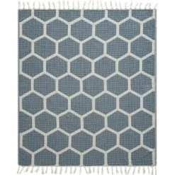Blankets & Throws-Kirkland's Home Honeycomb Cotton Throw Blue