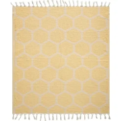 Blankets & Throws-Kirkland's Home Honeycomb Cotton Throw Yellow