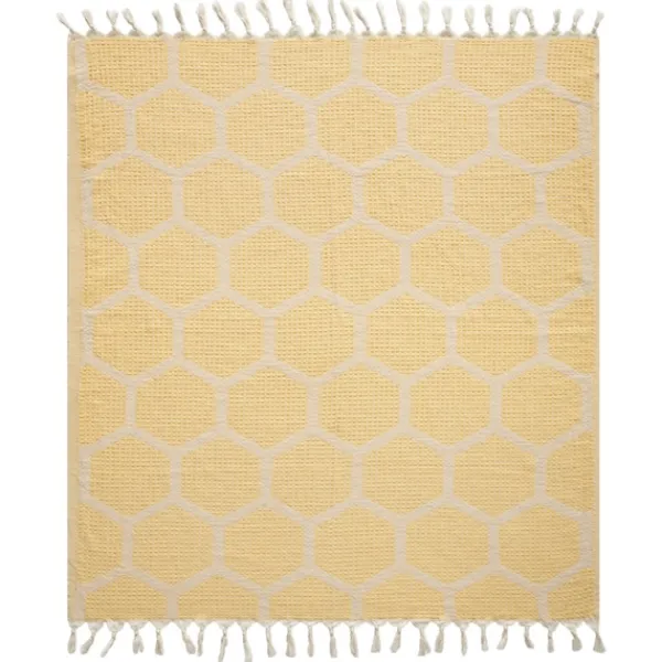 Blankets & Throws-Kirkland's Home Honeycomb Cotton Throw Yellow