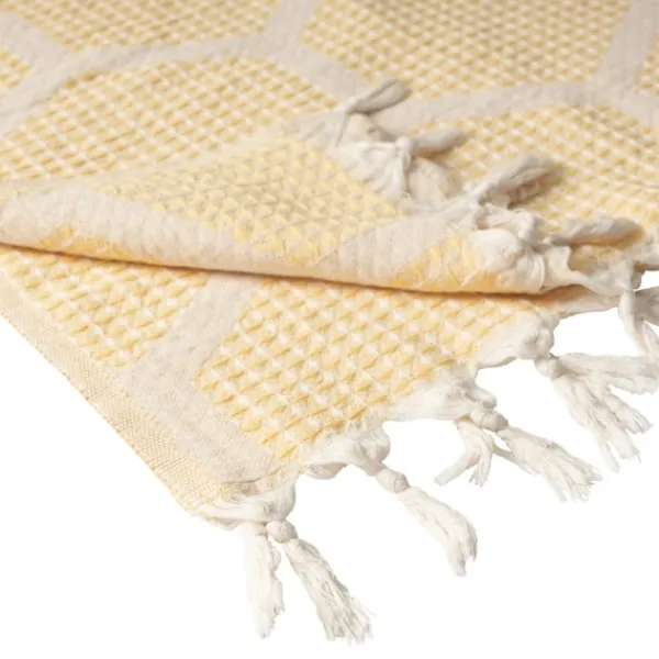 Blankets & Throws-Kirkland's Home Honeycomb Cotton Throw Yellow