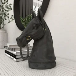 Statues & Figurines-Kirkland's Home Horse Head Statue, 12 In. Black