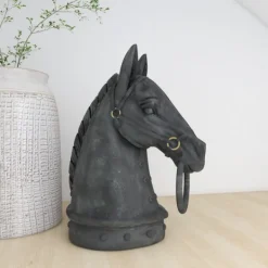 Statues & Figurines-Kirkland's Home Horse Head Statue, 12 In. Black