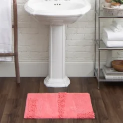 Bathroom Rugs-Kirkland's Home Hot Asymmetrical Cotton Bath Mat, 60 In. Pink