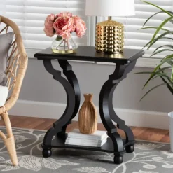 Accent & End Tables-Kirkland's Home Hourglass Wood Accent Table Black