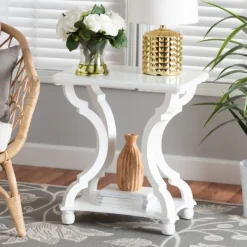 Accent & End Tables-Kirkland's Home Hourglass Wood Accent Table White
