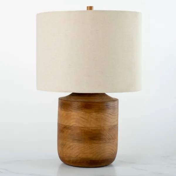 Table Lamps-Kirkland's Home Hudson Brown Wood Table Lamp Ivory