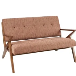 Sofas & Loveseats-Kirkland's Home Hues Rockwood Pecan Finish Loveseat Orange