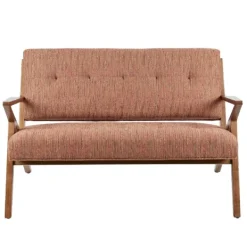 Sofas & Loveseats-Kirkland's Home Hues Rockwood Pecan Finish Loveseat Orange